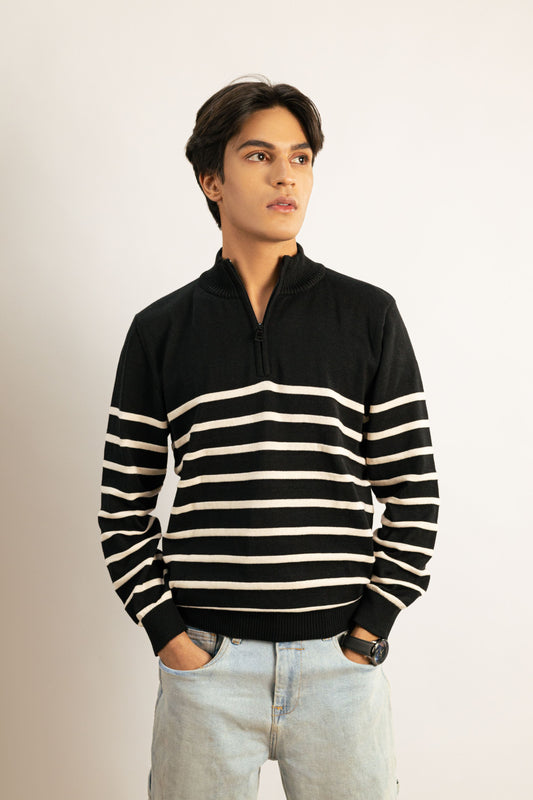 Striped Half Zipper Sweater