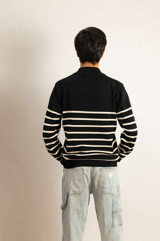 Striped Half Zipper Sweater