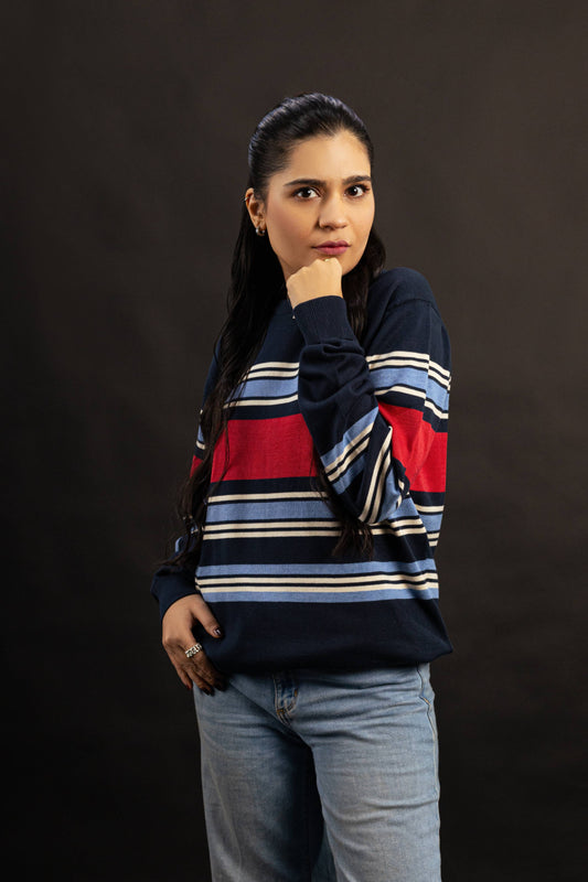 Bold Stripe Knit Sweater for Women