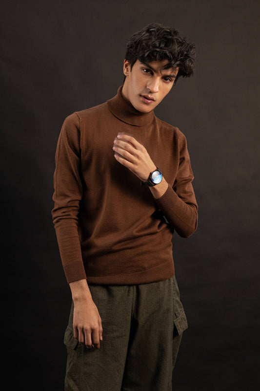 Earthy Brown Turtleneck Sweater