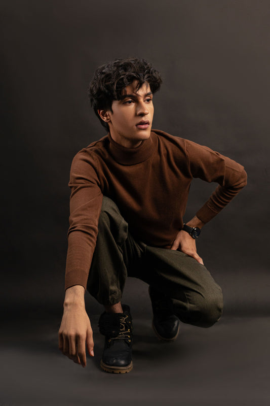 Earthy Brown Turtleneck Sweater