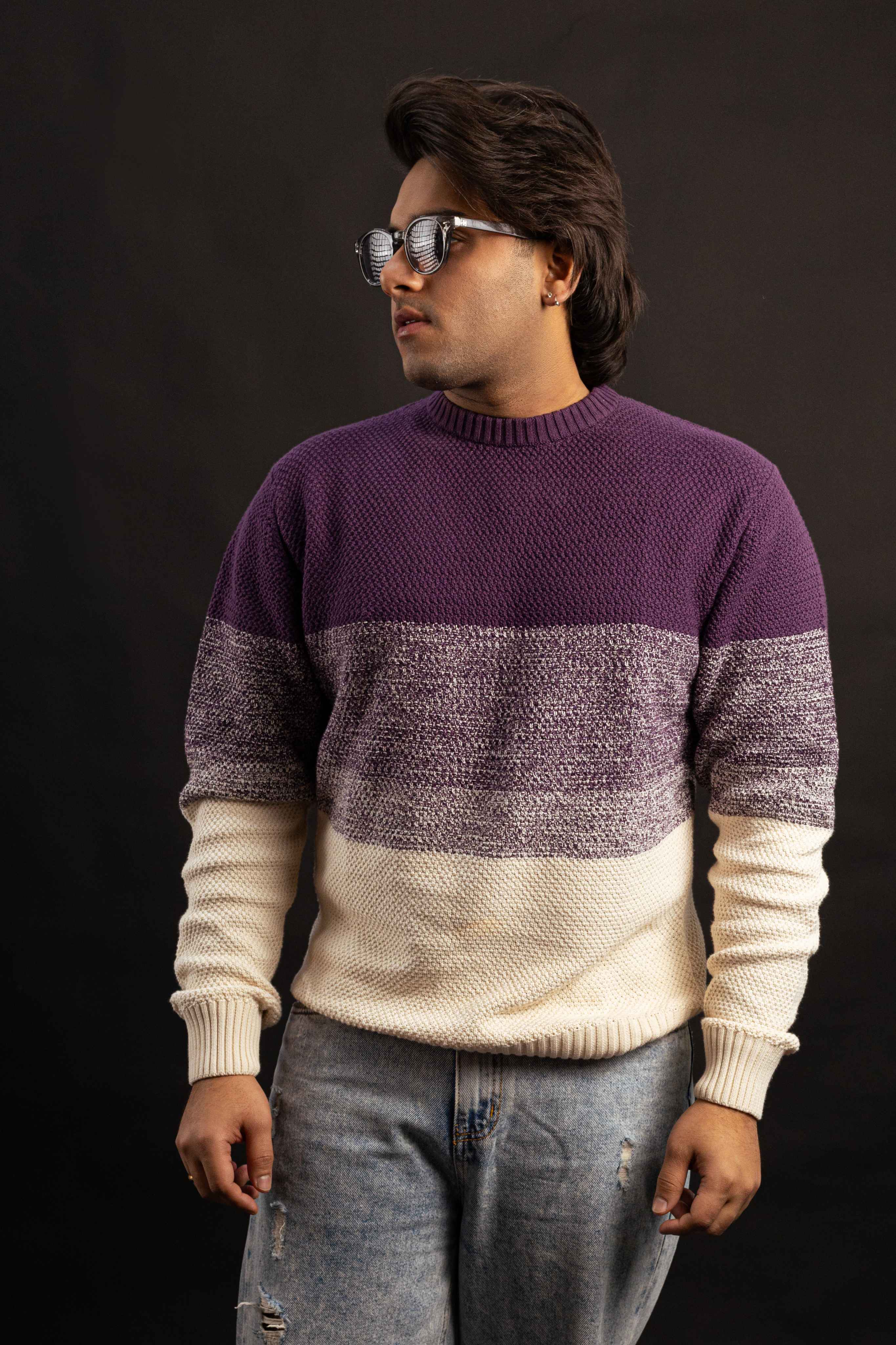 Color Block Crew Neck Sweater