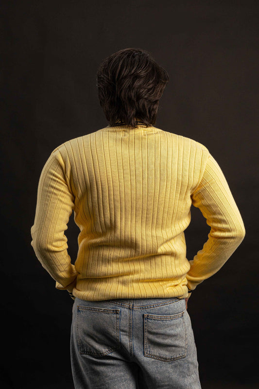 Lemon Cable-Knit V-Neck Sweater