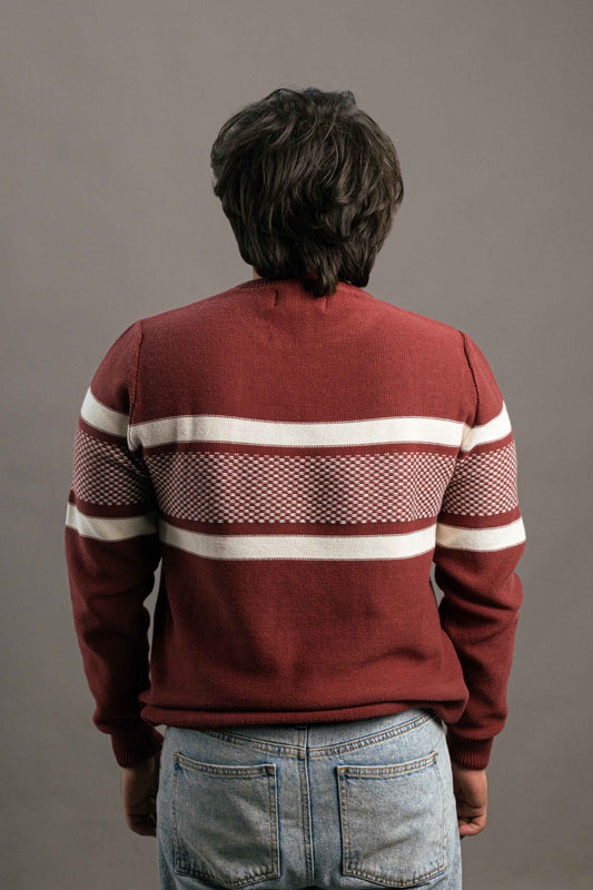 Classic Knit Sweater with Textured Stripes