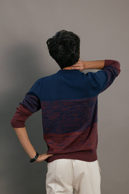 Dual Tone Cotton Knit Sweater