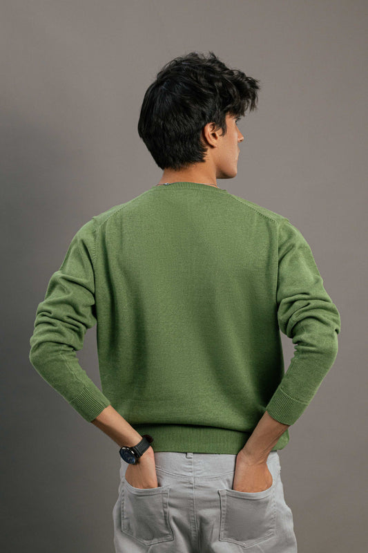 Green Knit Vee Sweater