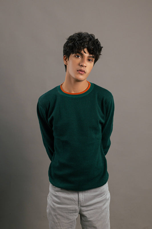 Emerald Edge Knit Sweater